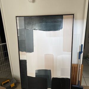 Abstract Canvas Wall Art in Black, Gray, and Cream